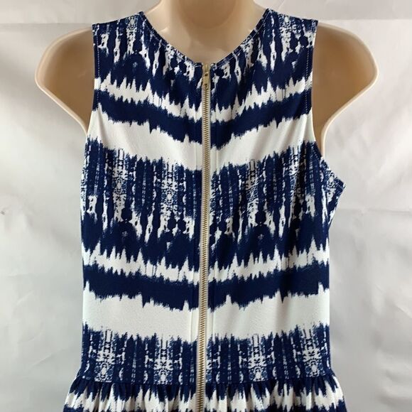Aqua Navy and white print knit fit & flare dress - Picture 7 of 11